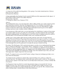 A Comparison of the Verbal Teaching Patterns of Two Groups of Secondary