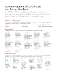 Acknowledgment of Contributors and Patron Members