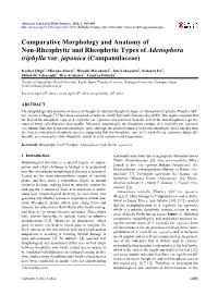 Comparative Morphology and Anatomy of Non-Rheophytic and Rheophytic Types of Adenophora Triphylla Var