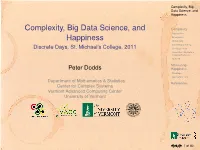 Complexity, Big Data Science, and Happiness