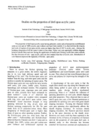 Studies on the Properties of Dref-Spun Acrylic Yams