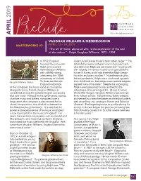 Vaughan Williams & Mendelssohn