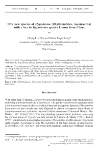 Five New Species of Hypoderma (Rhytismatales, Ascomycota) with a Key to Hypoderma Species Known from China