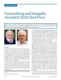 Furstenberg and Margulis Awarded 2020 Abel Prize