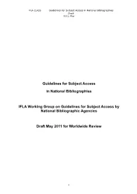 Guidelines for Subject Access in National Bibliographies Draft 2011, May