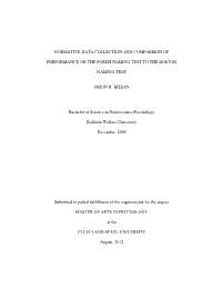 Normative Data Collection and Comparison Of