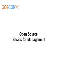 Open Source Basics for Management