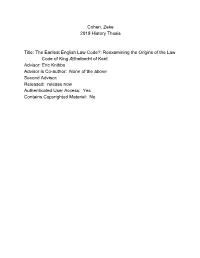 Reexamining the Origins of the Law Code of King Æthelber