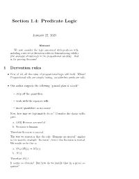 Section 1.4: Predicate Logic
