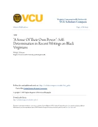 Self-Determination in Recent Writings on Black Virginians