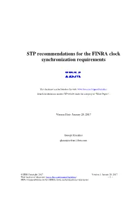 STP Recommendations for the FINRA Clock Synchronization Requirements