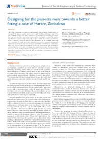 Designing for the Plus-Size Men: Towards a Better Fitting: a Case of Harare, Zimbabwe