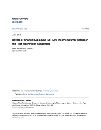 Explaining IMF Low Income Country Reform in the Post Washington Consensus