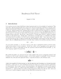 Hamiltonian Field Theory