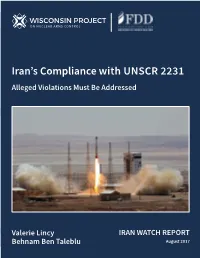 Iran's Compliance with UNSCR 2231