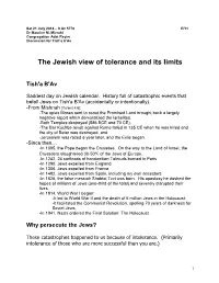 The Jewish View of Tolerance and Its Limits