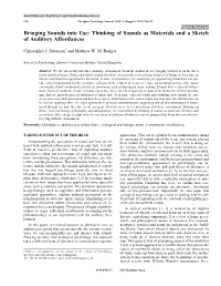 Thinking of Sounds As Materials and a Sketch of Auditory Affordances