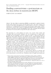 A Post-Mortem on the Ideas Debate in Mainstream IR/IPE