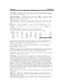 Diopside Camgsi2o6 C 2001 Mineral Data Publishing, Version 1.2 ° Crystal Data: Monoclinic