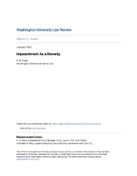 Impeachment As a Remedy