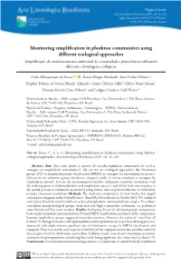Monitoring Simplification in Plankton Communities Using Different