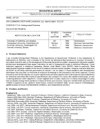 OMB No. 0925-0046, Biographical Sketch Format Page