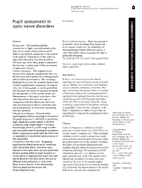 Pupil Assessment in Optic Nerve Disorders