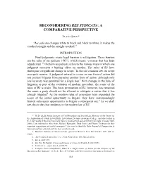 Reconsidering Res Judicata: a Comparative Perspective