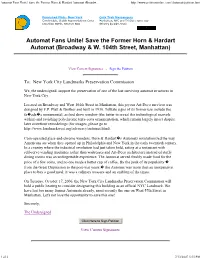 Save the Former Horn & Hardart Automat