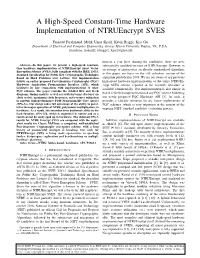A High-Speed Constant-Time Hardware Implementation of Ntruencrypt SVES