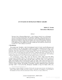 AN OUTLINE of ROMANIAN PIDGIN ARABIC Andrei A. Avram University