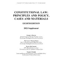 Constitutional Law: Principles and Policy, Cases and Materials