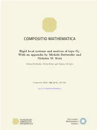 Rigid Local Systems and Motives of Type G2