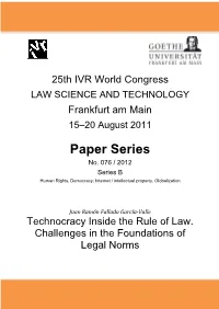 Technocracy Inside the Rule of Law. Challenges in the Foundations of Legal Norms