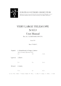 VERY LARGE TELESCOPE NACO User Manual Doc