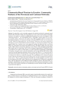 Community-Based Tourism in Ecuador: Community Ventures of the Provincial and Cantonal Networks