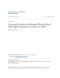 Creep and Oxidation of Hafnium Diboride-Based Ultra High Temperature Ceramics at 1500°C Anthony J
