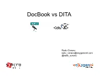 Docbook Vs DITA