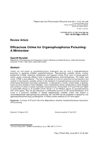 Efficacious Oxime for Organophosphorus Poisoning: a Minireview