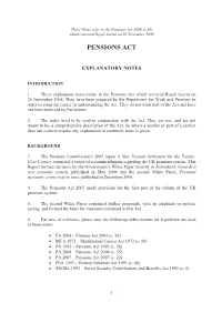 Pensions Act 2008 (C.30) Which Received Royal Assent on 26 November 2008
