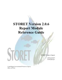 STORET Version 2.0.6 Report Module Reference Guide