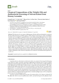 Chemical Compositions of the Volatile Oils and Antibacterial Screening of Solvent Extract from Downy Lavender