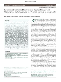 Current Insights Into the Effectiveness of Riparian Management, Attainment of Multiple Benefits, and Potential Technical Enhancements
