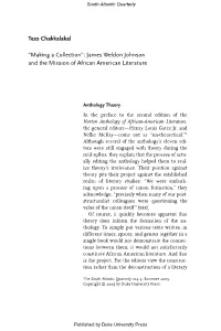 Making a Collection'': James Weldon Johnson and The