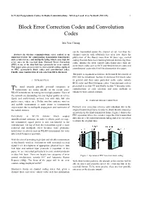 Block Error Correction Codes and Convolution Codes