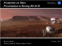 Footprints on Mars Presentation to Boeing REACH