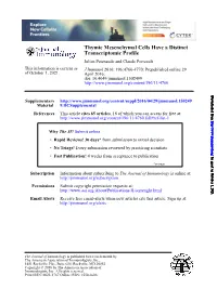 Thymic Mesenchymal Cells Have a Distinct Transcriptomic Profile