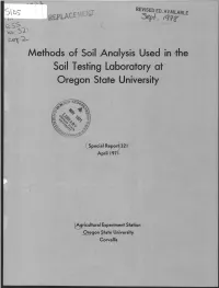 Methods of Soil ,Analysis Used in �The Soil Testing Laboratory at Oregon State University