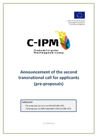 Announcement of the Second Transnational Call for Applicants (Pre-Proposals)