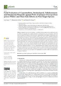 Field Evaluation of Cypermethrin, Imidacloprid, Teflubenzuron